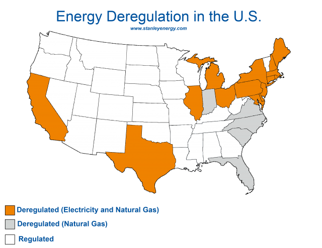 Map of Energy Deregulated States